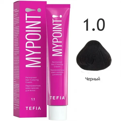 1/0 Черный, Перманентная крем-краска для волос, MYPOINT - Tefia 60 мл