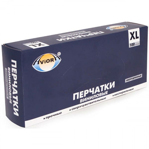 Перчатки виниловые, неопудренные, (M) - AVIORA 100 шт