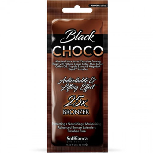 Крем для загара в солярии “Choco Black” с маслами какао, ши, кофе, экстрактом прополиса, витаминным комплексом и бронзаторами - SolBianca 15 мл