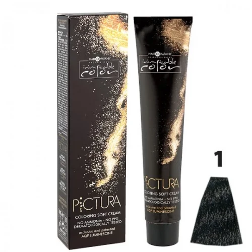 1 Чёрный, Мягкая крем-краска Pictura Coloring Soft Cream - Hair Company 100 мл  