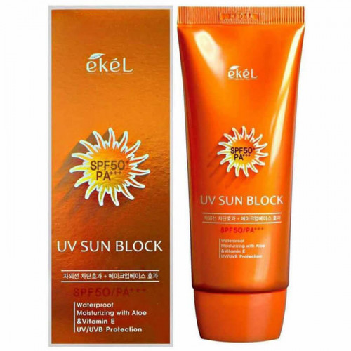 Увлажняющий солнцезащитный крем с экстрактом алоэ вера - Ekel SPF50+ PA+++ UV/UVB Sun block, 70 мл