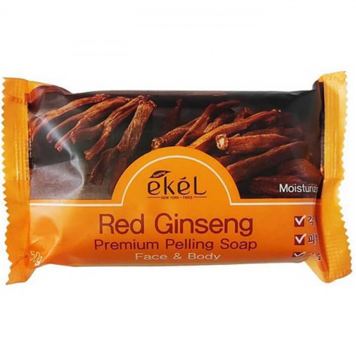Мыло косметическое с экстрактом Красного Женьшеня / Peeling Soap Red Ginseng - Ekel 150 г